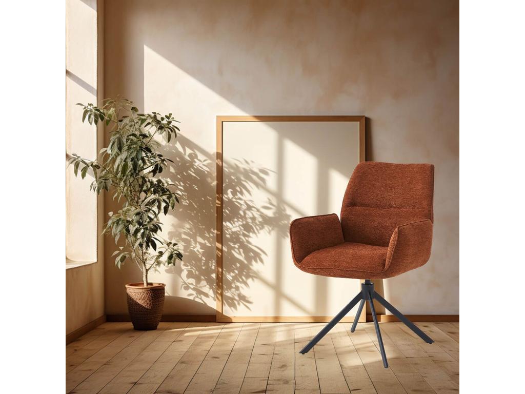 Meublori - Set of 6 Swivel Dining Chairs, Fabric, Meublori Color