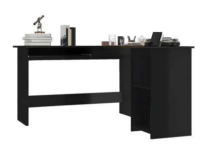 L-shaped corner desk, glossy black, 120x140x75cm, chipboard