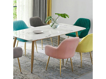 Velvet Dining Chair with Gold Skull Legs - Colors - Pink OYAU47060