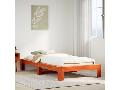 Bed frame without mattress brown wax 90x190 cm solid pine wood ZQPN75405