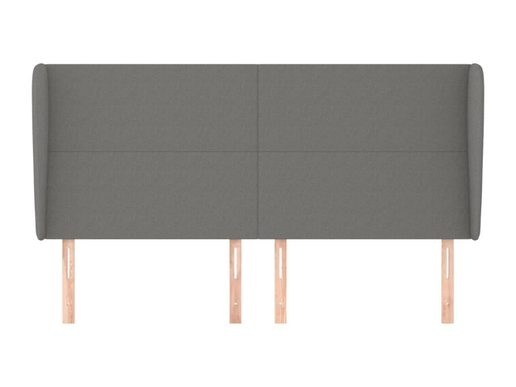 Headboard with wings, Dark Grey, 203x23x118/128 cm, Fabric SLQY51963