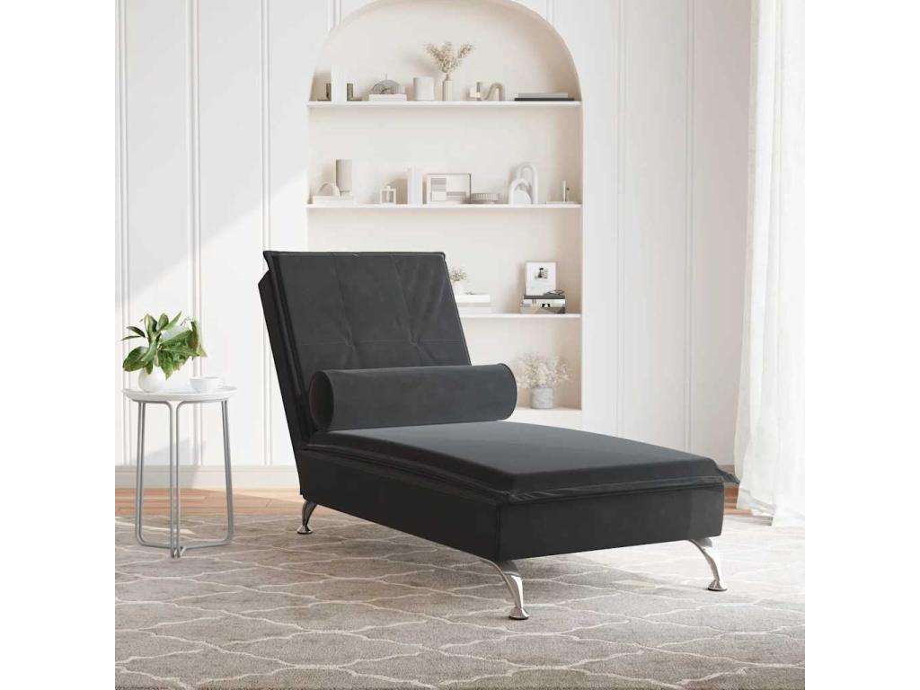 Massage chaise lounge with black velvet bolster