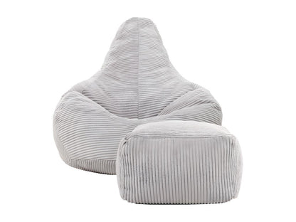 Reclining pouf and matching grey corduroy footrest - Meublori