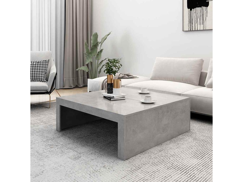 Concrete grey coffee table 100x100x35 cm engineered wood CQVJ68493