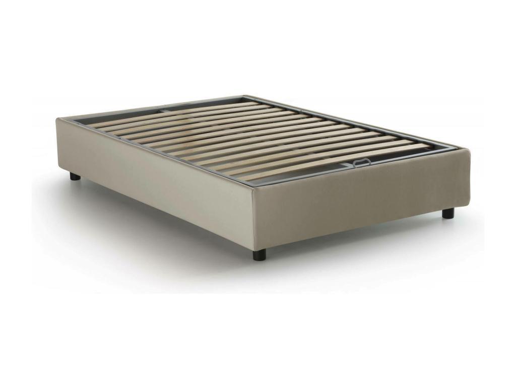 Meublori double bed with storage bed and fabric upholstery, Made in Italy, front opening, suitable for a 120x200 cm mattress, Beige