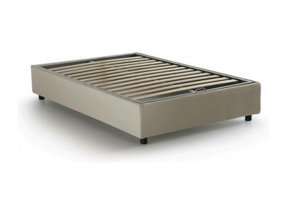 Meublori double bed with storage bed and fabric upholstery, Made in Italy, front opening, suitable for a 120x200 cm mattress, Beige
