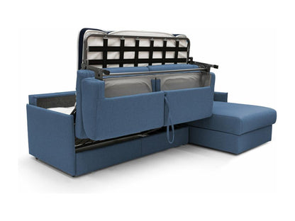 Meublori Convertible Corner Sofa in Waterproof Fabric T02 272 cm Left-Hand Facing Matte - 160x197 Blue