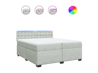 Meublori bed base and mattress, light grey, 200x200cm, velvet