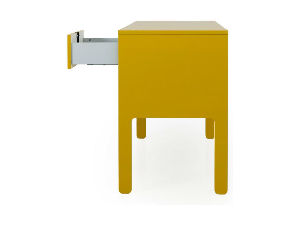 Meublori - Wooden desk with 1 drawer, 105cm wide, Mustard yellow