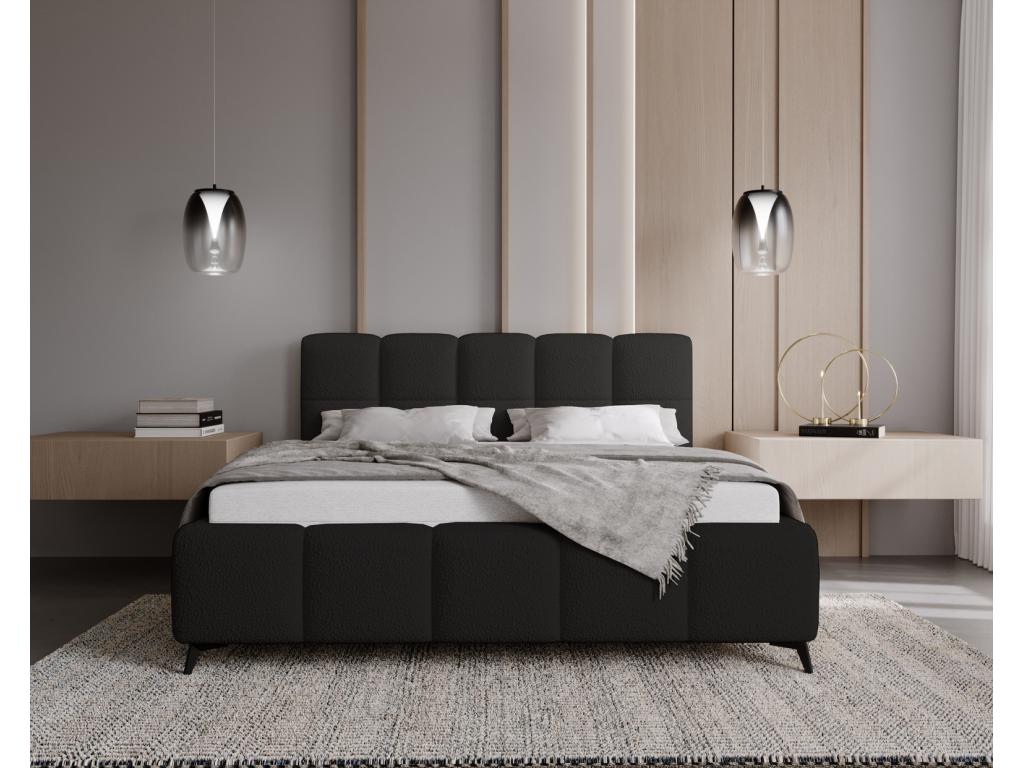 Laviecasa Kastilo Double Bed 200x200 - Bed with Legs, Slatted Base, Laviecasa Headboard with Storage - 200x200 Bed, Bouclé Noir Anthology 19 QMZZ91476