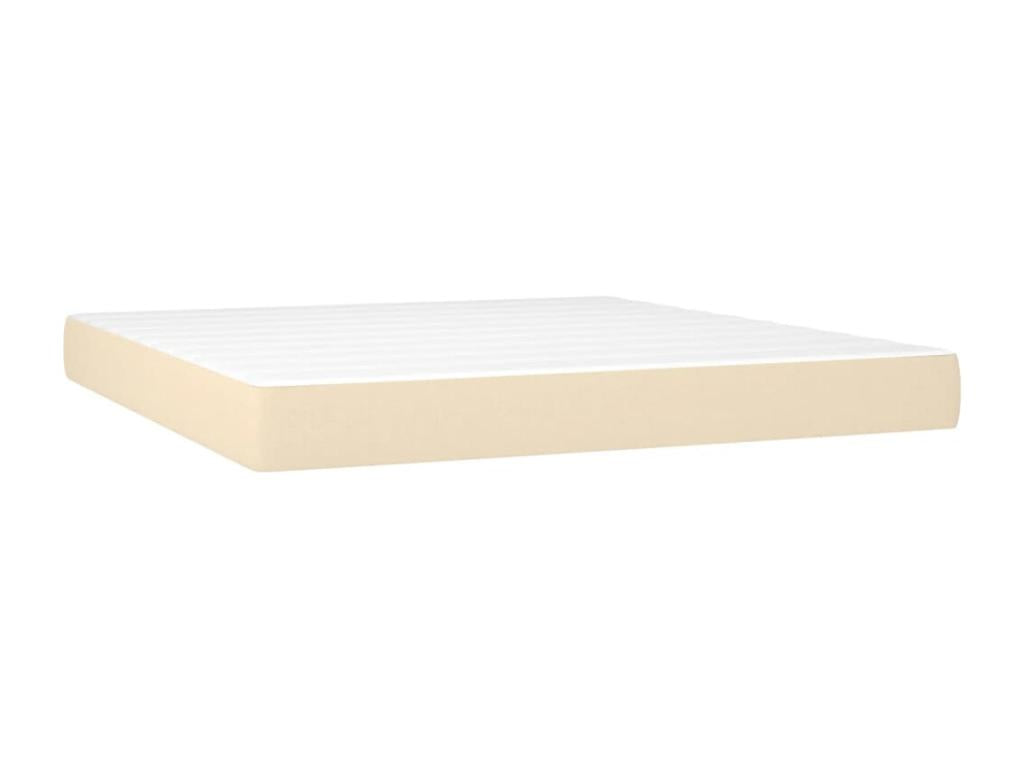 Upholstered bed base with mattress, Cream, 180x200 cm, Fabric