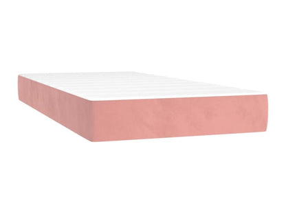Upholstered bed base with mattress, pink, 90x200 cm, velvet