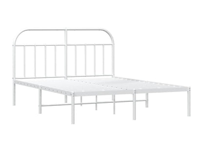 Metal bed frame without mattress and white headboard 180x200 cm