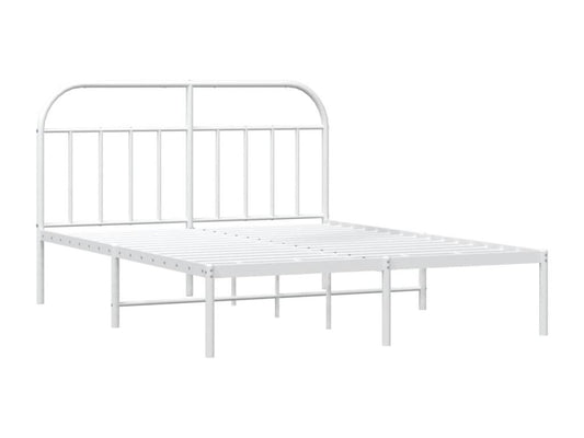 Metal bed frame without mattress and white headboard 180x200 cm