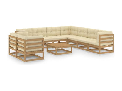 10-piece garden furniture set with cushions, honey brown, pine wood, IKIL65036
