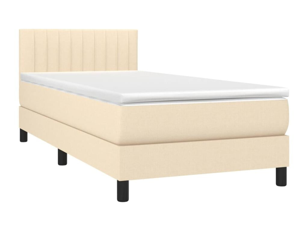 Upholstered bed base with mattress, Cream 80x200, Fabric 4