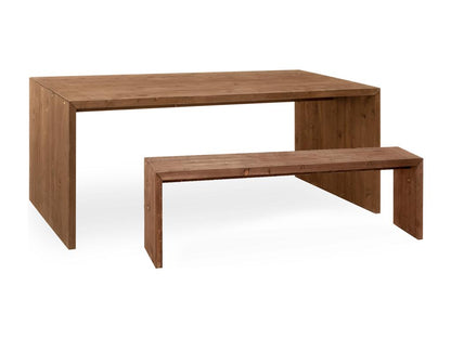 Laviecasa WHLS87437 Brown Fir Wood Dining Table and Bench Set 200x75cm