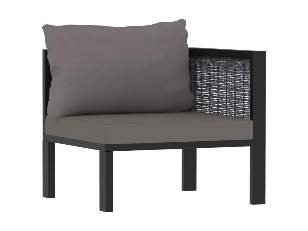 2-seater sofa with cushions, anthracite, woven resin, WLBT89557