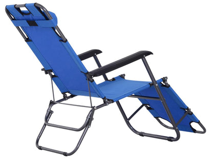 Laviecasa Folding Sun Lounger, Relaxation Chair with Reclining Backrest and Footrest, Polyester, Blue, VAAG06102