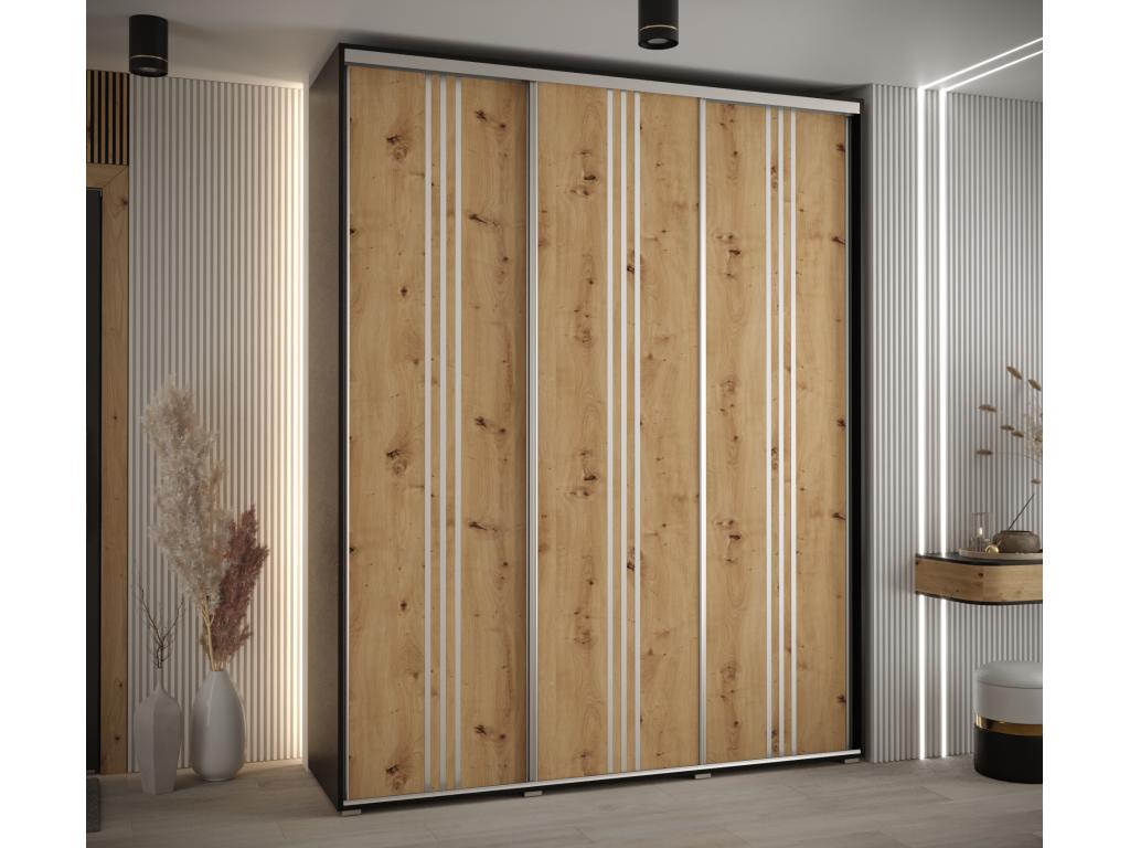Meubiana 6 Sliding Door Wardrobe 235.2/190/60 3 Doors Black/Meubiana/Silver