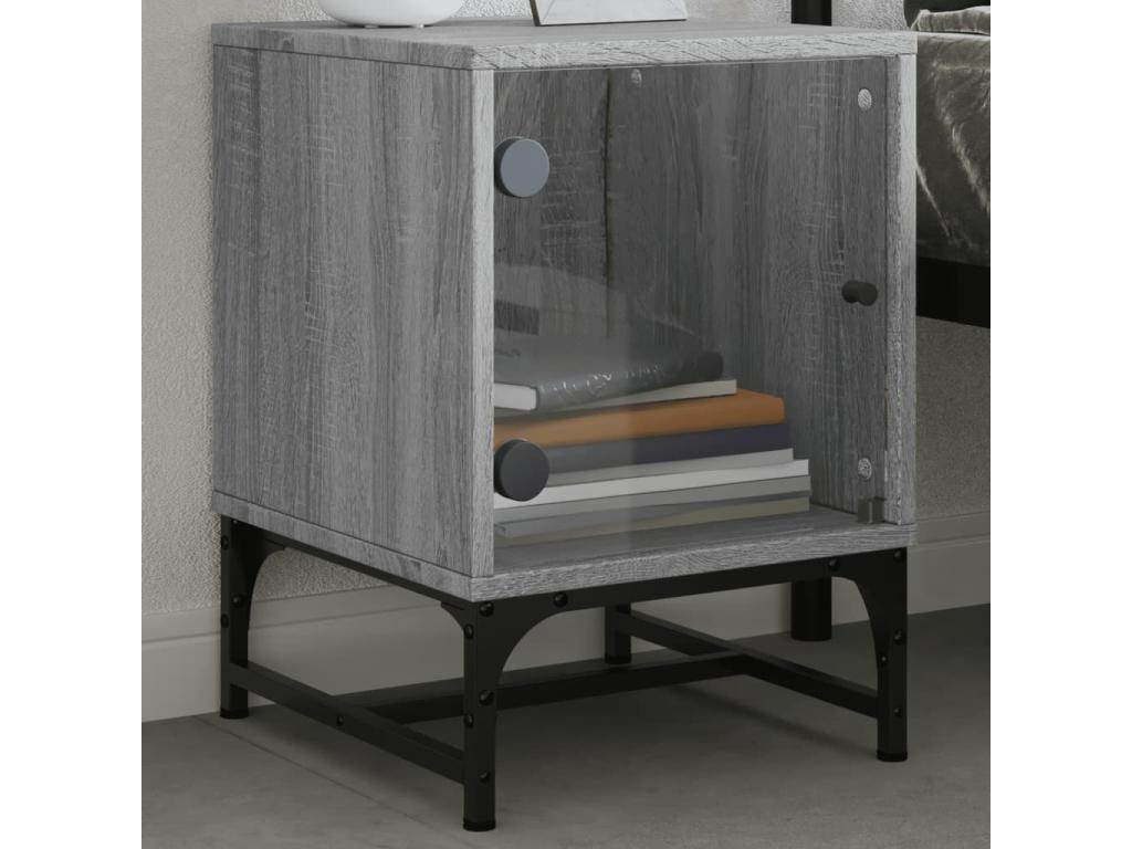 Laviecasa bedside tables and glass doors, 2 pcs, grey, 35x37x50 cm, ZAKA08647