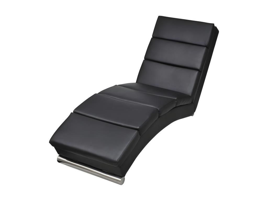 Black Faux Leather Chaise Lounge