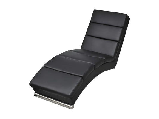 Black Faux Leather Chaise Lounge