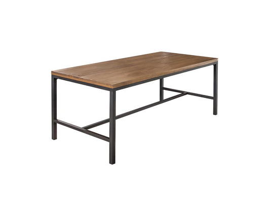 Dining table 180 cm rustic wood industrial black metal - Meublori