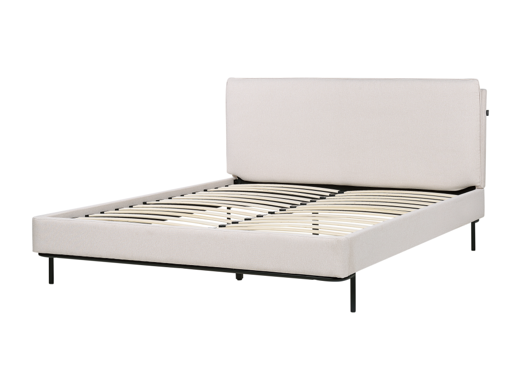 Bed with slatted base, Meublori fabric, 160x200 cm, Cream