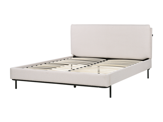 Bed with slatted base, Meublori fabric, 160x200 cm, Cream