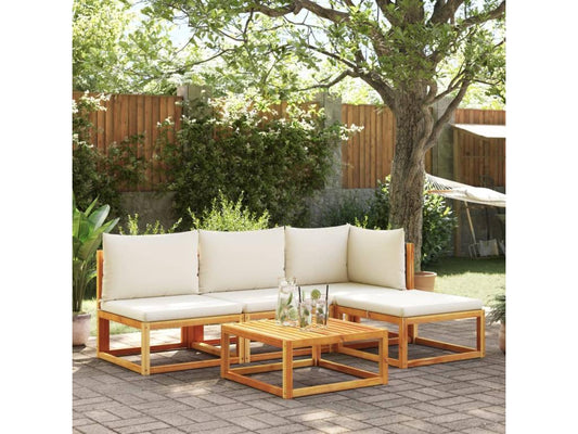 5-piece garden furniture set with cushions, solid Meubiana wood