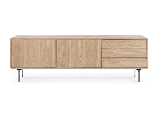 Low sideboard in wood and metal with 2 doors and 3 drawers, W160 - Laviecasa PLLL87329