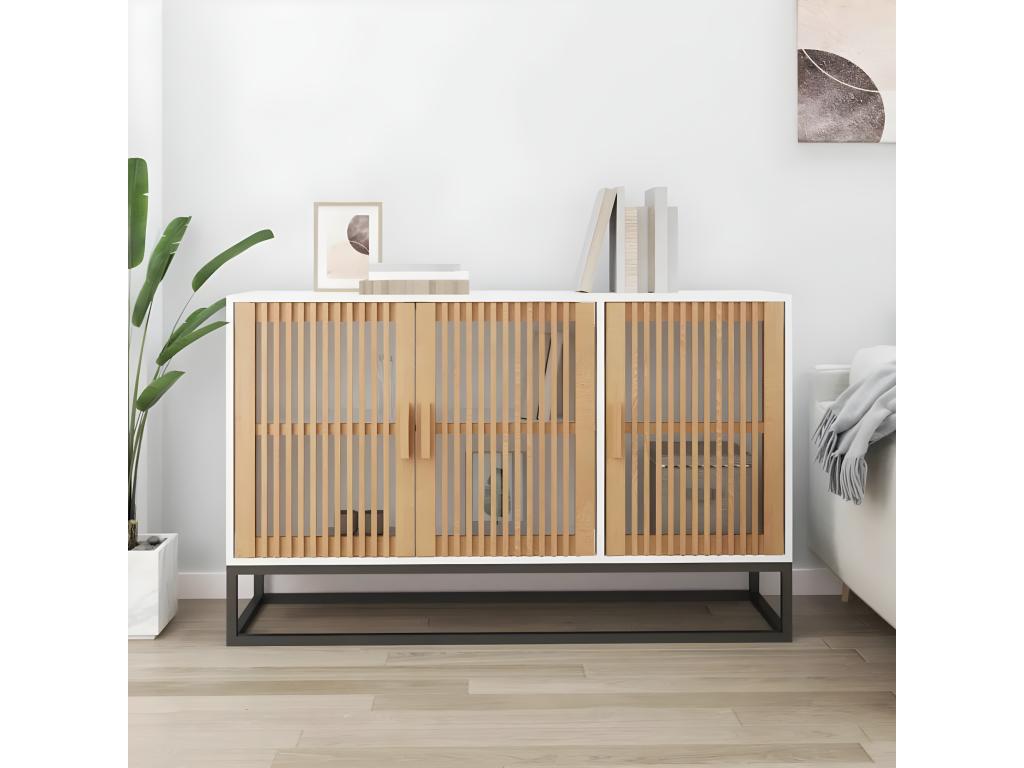 White sideboard 105x30x65 cm engineered wood DKQX79994