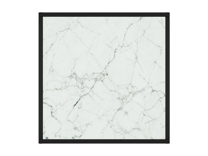 Black coffee table with white marble top, 60x60x35 cm
