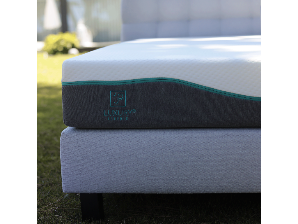 Upholstered bed base 140x190 grey Meublori Hotel range solid wood legs included