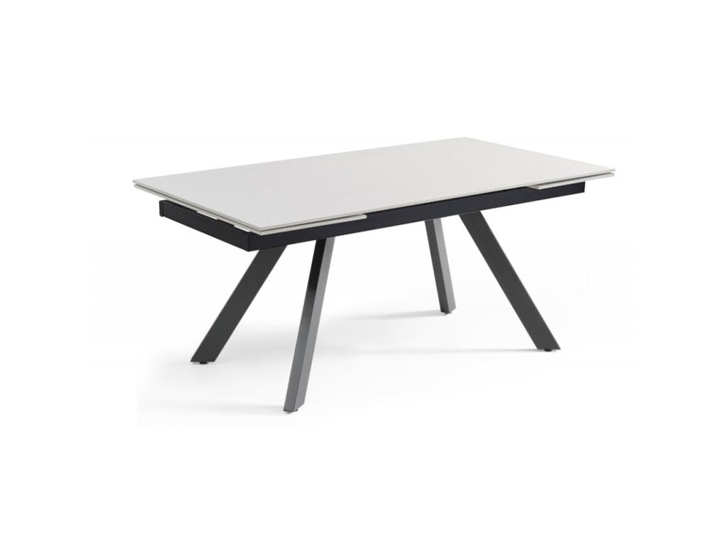 Extendable table 160/240 cm, white ceramic, 4 angled legs - Meublori 08