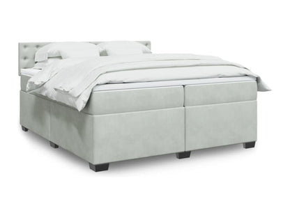 Meublori bed base and mattress, light grey, 200x200cm, velvet