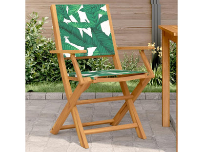 Meubiana garden chairs, set of 2, leaf pattern and fabric