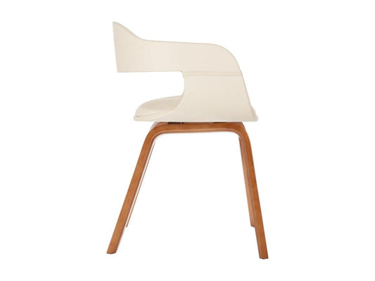 Dining chair, white, bent wood and faux leather, DHHS31984
