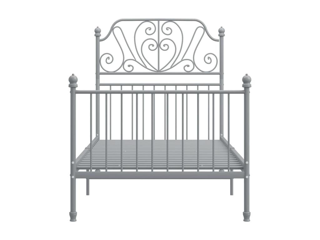 Bed frame without mattress, grey metal, 100x200 cm