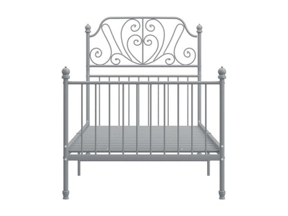 Bed frame without mattress, grey metal, 100x200 cm