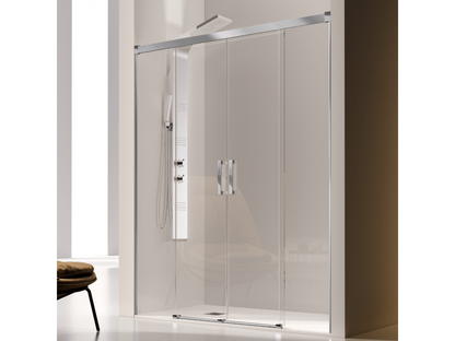 Shower enclosure with 2 fixed glass panels and 2 sliding doors, GLASÉ 190 cm XEPV50410