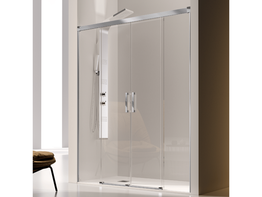 Shower enclosure with 2 fixed glass panels and 2 sliding doors, GLASÉ 190 cm XEPV50410