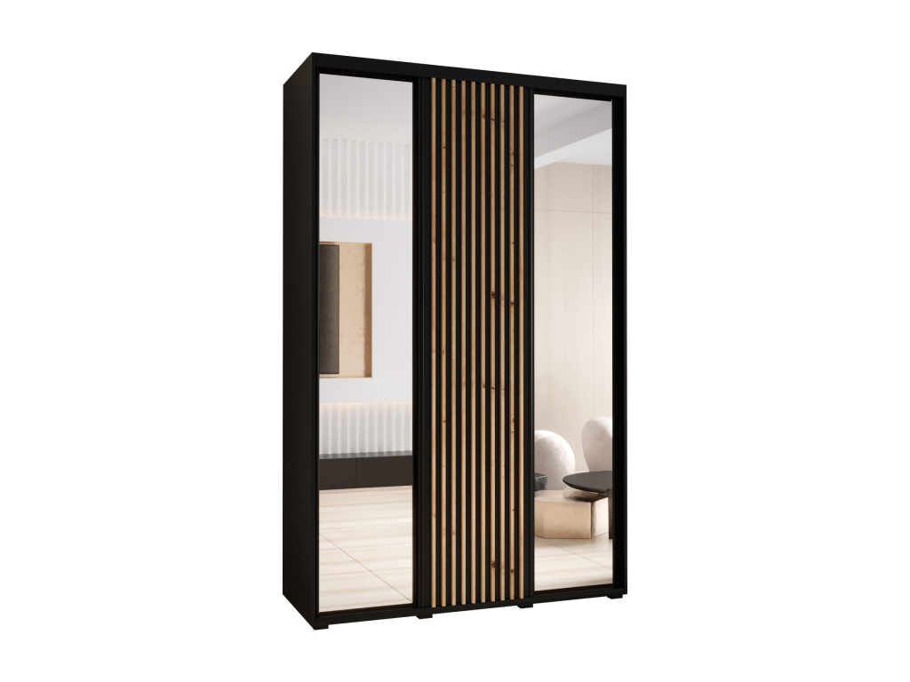 Meubiana 2 Sliding Door Wardrobe 205.2/160/45 3 Doors Black/Black