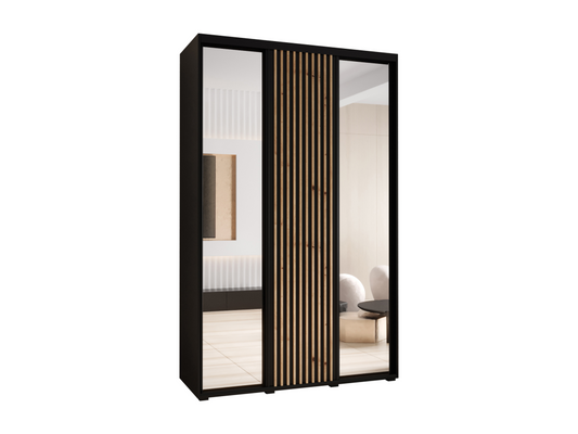 Meubiana 2 Sliding Door Wardrobe 205.2/160/45 3 Doors Black/Black