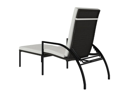 Chaise longue with footrest, brown woven resin