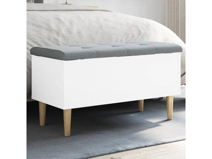 White storage bench 82x42x46 cm engineered wood