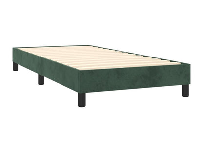 Upholstered bed base and mattress with LED lighting, dark green, 80x200cm, velvet