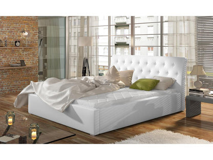 Venizia Upholstered Faux Leather Bed - Brown - 160x200cm - Version with Slatted Base DDJM64663