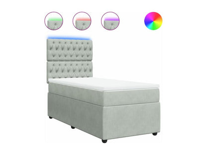 Laviecasa bed base and mattress, light grey, 80x200 cm, velvet, PXHE29128